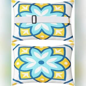 NIB Juexica 2 Pack Lounge Chaise Pillow with Strap 16" x 11" Waterproof Outdoor